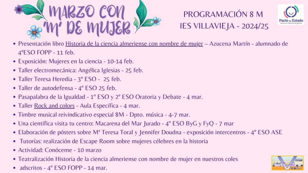 Programación 8M 26 MARZO CON ‘M DE
